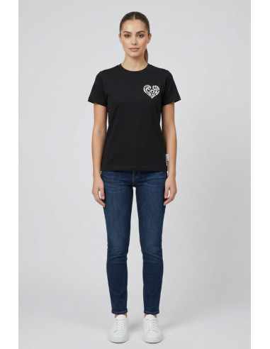 Icon t-shirt in jersey di cotone con stampa cuore IDT018 [ac60a5df]