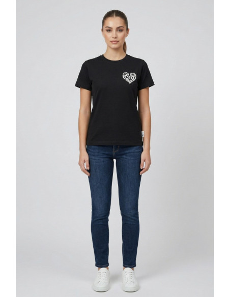 Icon t-shirt in jersey di cotone con stampa cuore IDT018 [ac60a5df]