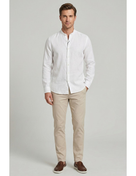 Guy camicia collo coreano in lino Custom909x-1211 M50089 [f2aa5e5f]