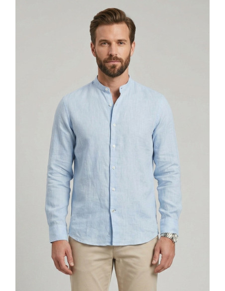 Guy camicia collo coreano in lino Custom909x-1211 M50089 [0fdd1683]