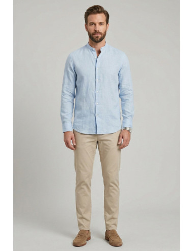 Guy camicia collo coreano in lino Custom909x-1211 M50089 [61e6948a]