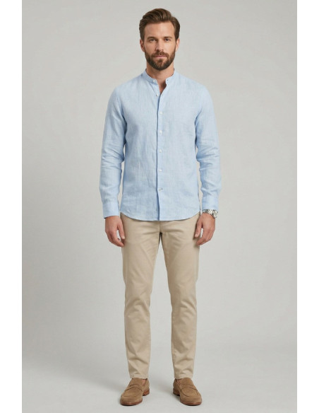 Guy camicia collo coreano in lino Custom909x-1211 M50089 [61e6948a]