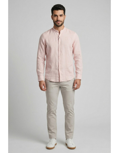 Guy camicia collo coreano in lino Custom909x-1211 M50089 [45303383]