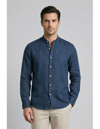 Guy camicia collo coreano in lino Custom909x-1211 M50089 [b2df91a6]