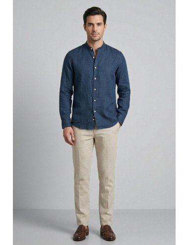 Guy camicia collo coreano in lino Custom909x-1211 M50089 [dce413af]