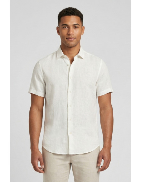 Guy camicia in lino mezza manica Custom912-1211 M50106 [05eef334]