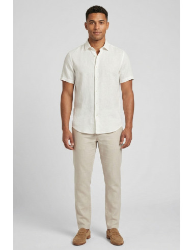 Guy camicia in lino mezza manica Custom912-1211 M50106 [6bd5713d]