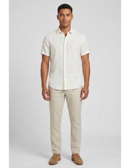 Guy camicia in lino mezza manica Custom912-1211 M50106 [6bd5713d]