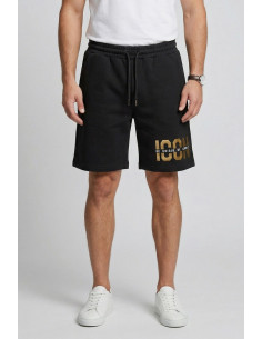 Icon bermuda in cotone stretch con stampa logo oro IUB019 [9d300454]