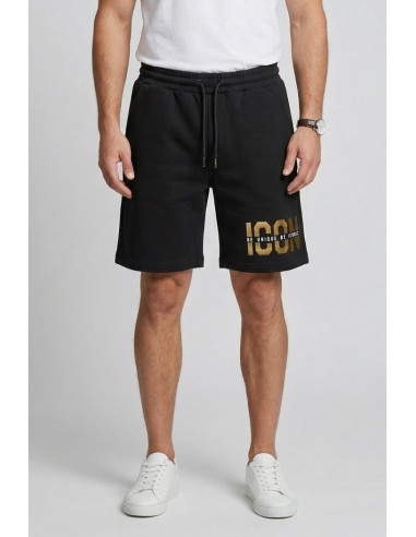 Icon bermuda in cotone stretch con stampa logo oro IUB019 [9d300454]