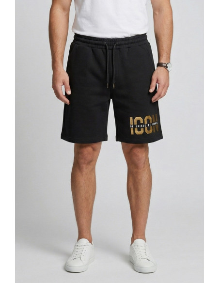 Icon bermuda in cotone stretch con stampa logo oro IUB019 [9d300454]