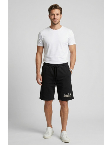 Icon bermuda in cotone stretch con stampa logo effetto scotch IUB018 [9b295e1c]