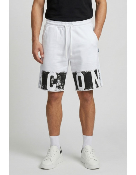 Icon bermuda in cotone stretch con stampa logo effetto pittura IUB023 [fd876d12]