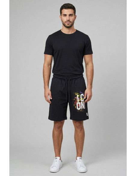 Icon bermuda in cotone stretch con stampa logo multicolor IUB025 [b9f9f082]