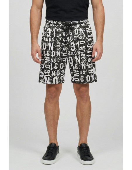 Icon bermuda in cotone stretch con stampa logo all-over IUB010 [7fe5cf22]