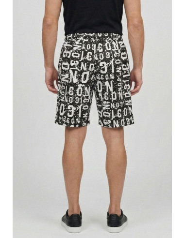 Icon bermuda in cotone stretch con stampa logo all-over IUB010 [a6c38c2f]