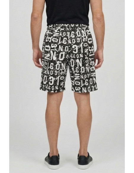 Icon bermuda in cotone stretch con stampa logo all-over IUB010 [a6c38c2f]