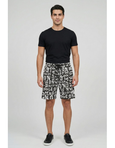 Icon bermuda in cotone stretch con stampa logo all-over IUB010 [11de4d2b]