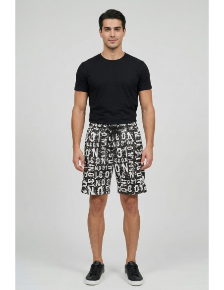 Icon bermuda in cotone stretch con stampa logo all-over IUB010 [11de4d2b]