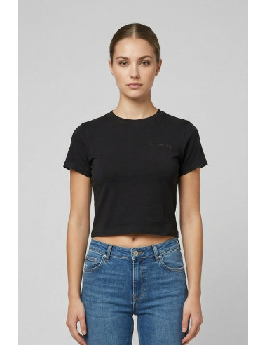 John Richmond t-shirt cropped in cotone stretch Sewamio UWP26001TS [0a2e8bec]