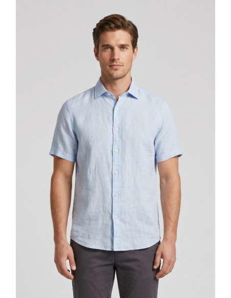 Guy camicia in lino mezza manica Custom912-1211 M50106 [96a239e1]