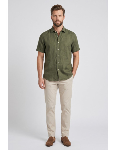 Guy camicia in lino mezza manica Custom912-1211 M50106 [e96237bf]
