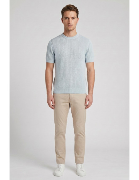 Markup maglia girocollo in misto lino e cotone MK1900017 [9356ce1f]