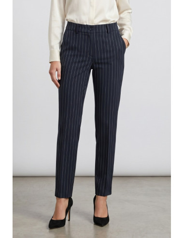 PDK pantalone gessato in misto viscosa stretch 056958 [019d089a]