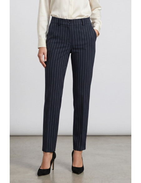 PDK pantalone gessato in misto viscosa stretch 056958 [019d089a]