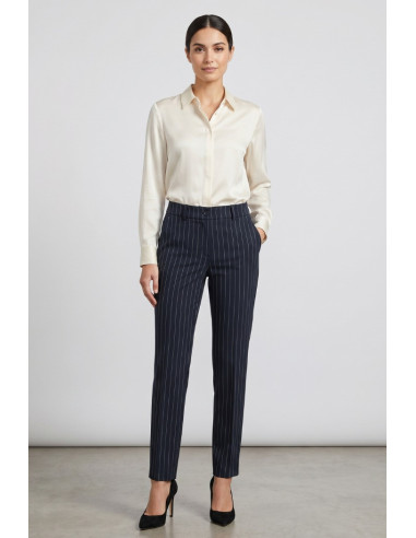 PDK pantalone gessato in misto viscosa stretch 056958 [6fa68a93]