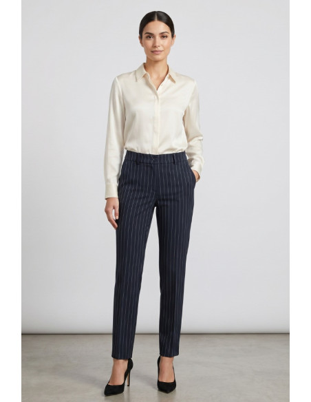 PDK pantalone gessato in misto viscosa stretch 056958 [6fa68a93]