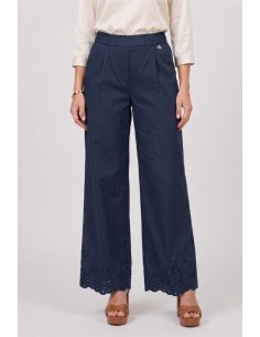 Fresh Flower pantalone in popeline di cotone con fondo traforato FD630 [4a61bf2b]