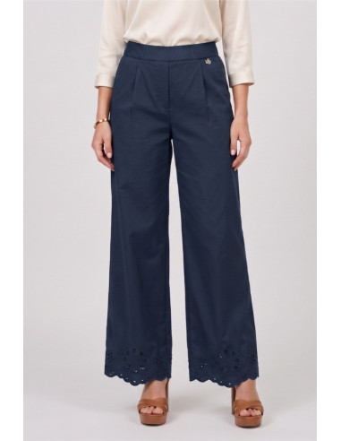Fresh Flower pantalone in popeline di cotone con fondo traforato FD630 [4a61bf2b]