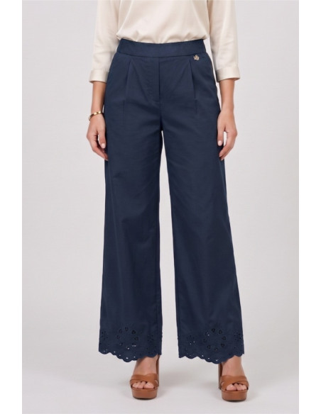 Fresh Flower pantalone in popeline di cotone con fondo traforato FD630 [4a61bf2b]