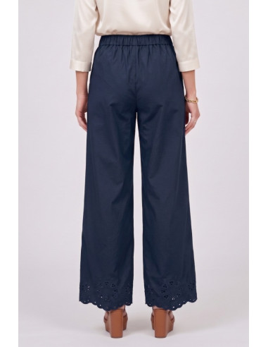 Fresh Flower pantalone in popeline di cotone con fondo traforato FD630 [9347fc26]