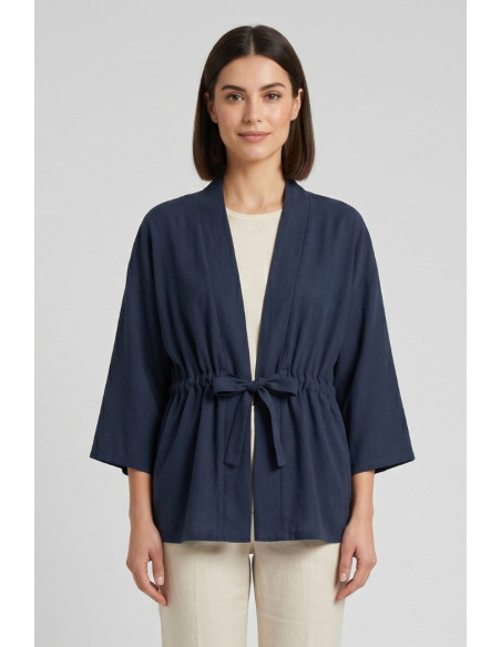 Fresh Flower kimono in misto lino con fusciacca FD657 [ba7bef1d]