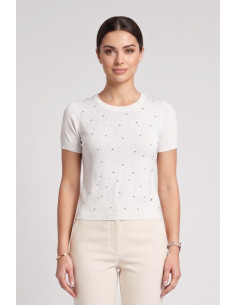Fresh Flower maglia girocollo mezza manica con applicazioni FD469 [9f361059]