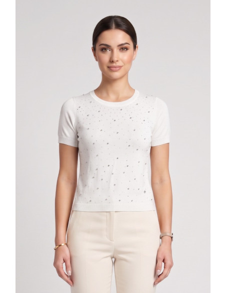 Fresh Flower maglia girocollo mezza manica con applicazioni FD469 [9f361059]