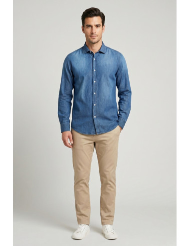 Superior Vintage camicia in denim di cotone SV1516P M50254 [303d5af0]