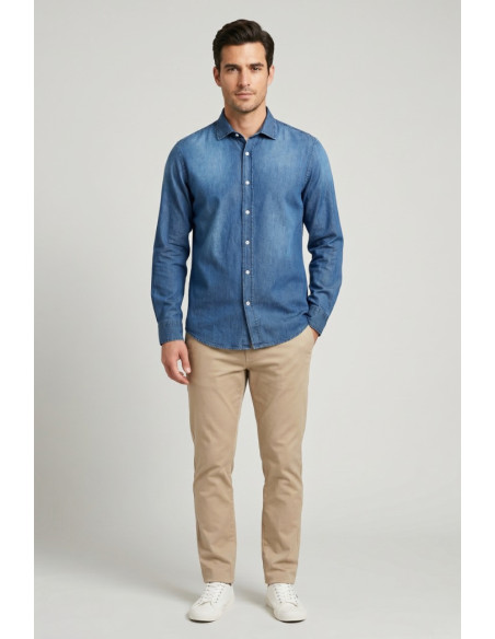 Superior Vintage camicia in denim di cotone SV1516P M50254 [303d5af0]