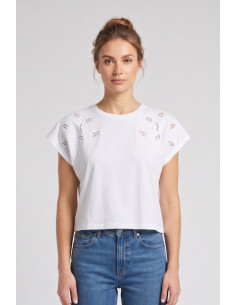 Fresh Flower t-shirt in cotone con dettagli traforati sulle spalle FD552 [80758675]
