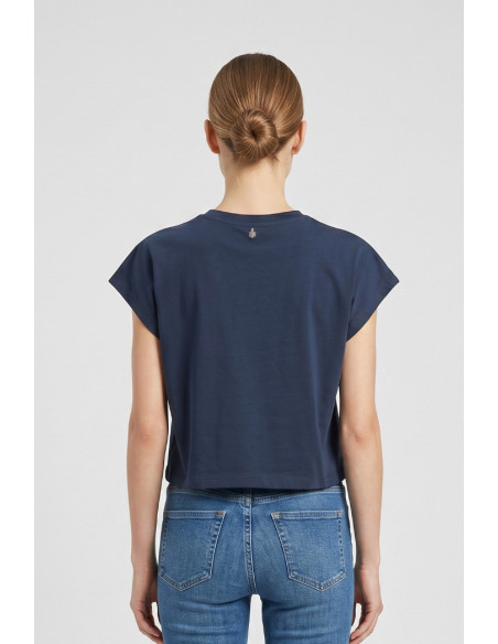 Fresh Flower t-shirt in cotone con dettagli traforati sulle spalle FD552 [c24d7f7e]