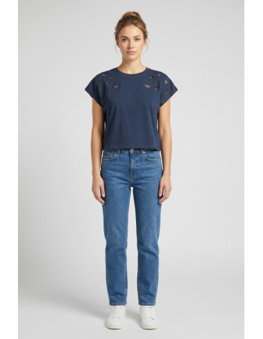 Fresh Flower t-shirt in cotone con dettagli traforati sulle spalle FD552 [7550be7a]