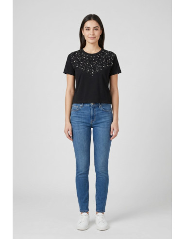 Fresh Flower t-shirt in cotone con applicazioni FD554 [3556ecc6]