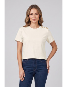 Blash t-shirt in cotone con bottoni sulla spalla BS1710013 [daa800f0]