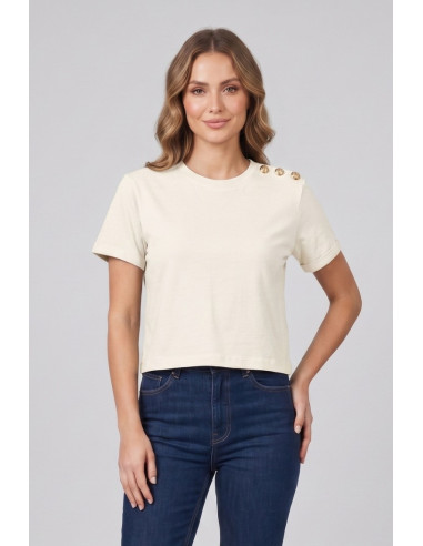 Blash t-shirt in cotone con bottoni sulla spalla BS1710013 [daa800f0]