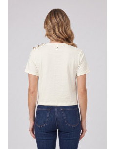 Blash t-shirt in cotone con bottoni sulla spalla BS1710013 [daa800f0] 2