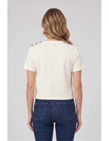Blash t-shirt in cotone con bottoni sulla spalla BS1710013 [038e43fd]