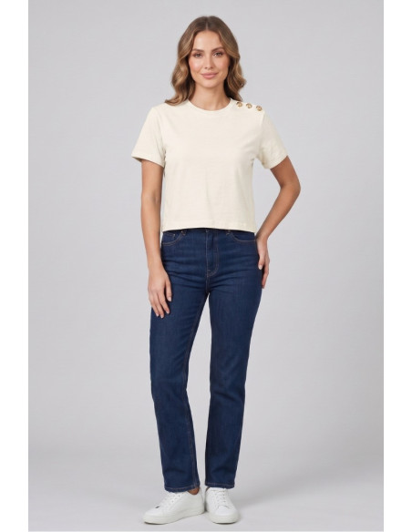 Blash t-shirt in cotone con bottoni sulla spalla BS1710013 [b49382f9]