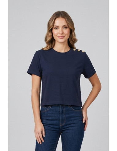 Blash t-shirt in cotone con bottoni sulla spalla BS1710013 [41b6baf6]
